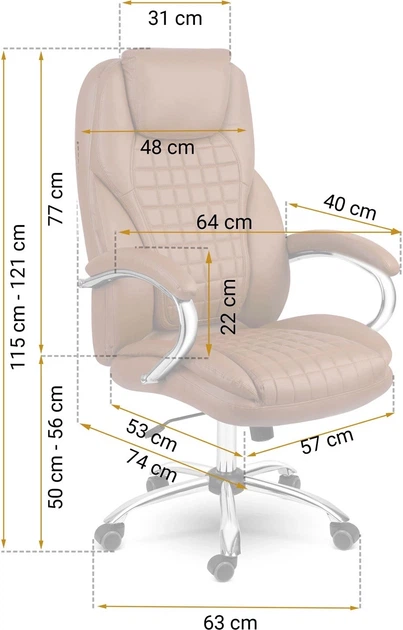Офісне крісло Sofotel Batory Коричневе 240803 (5903890614461) - зображення 4