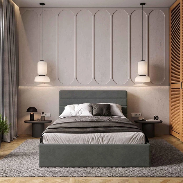 Ліжко двоспальне з підйомним механізмом 160x200 Street Dark Grey Viorina-Deko Темно-сірий (каркас з ламелями/без матраца) (ЛДСП/тканина) - Фото 4 Ліжко двоспальне з підйомним механізмом 160x200 Street Dark Grey Viorina-Deko Темно-сірий (каркас з ламелями/без матраца) (ЛДСП/тканина) - зображення 4