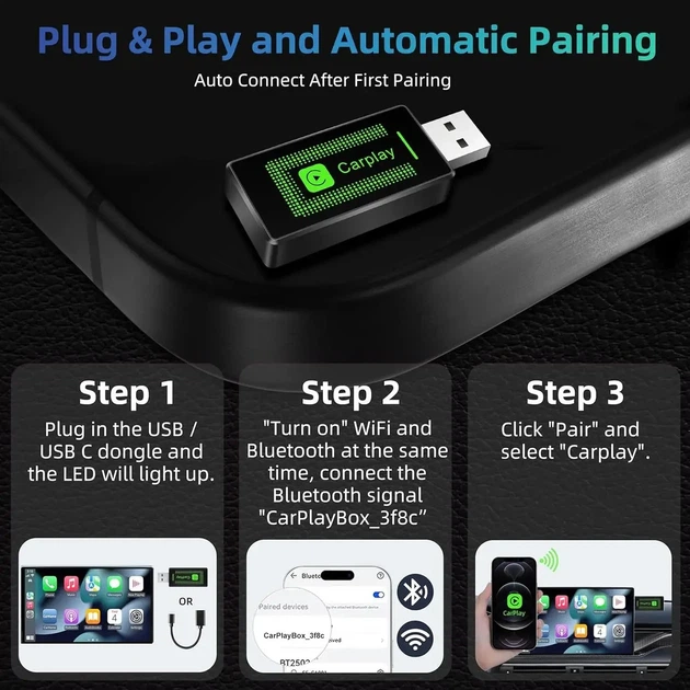 Беспроводной адаптер CarPlay Pashlysh USB для iPhone - изображение 2