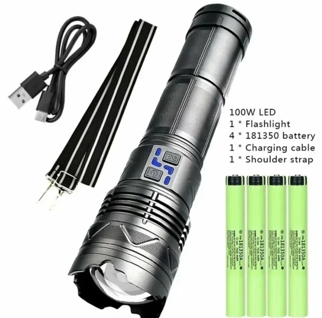 Потужний лазерний ліхтар прожектор LED GT500, 100W, 10000m Power bank, світлова гармата, Type-C - зображення 7