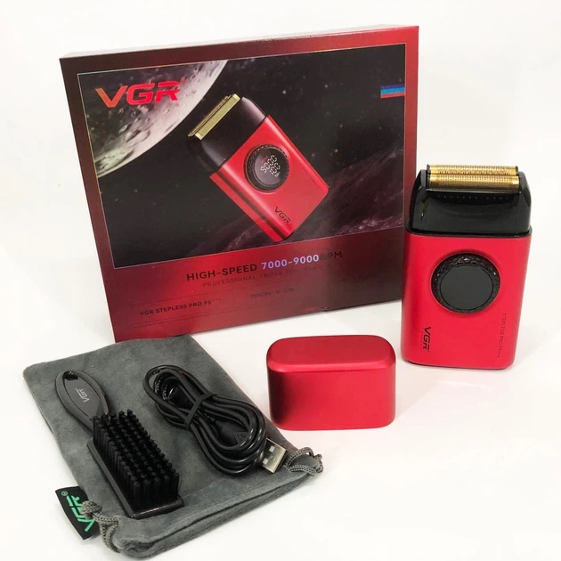 Электробритва VGR V-378 RED — шейвер с двойным лезвием и триммером, регулировка мощности 7000–9000 об/мин (12278) - изображение 6