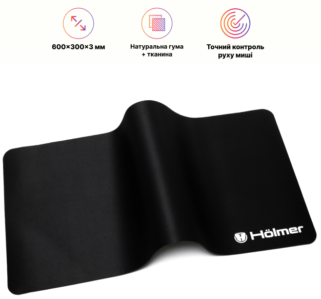 Коврик для мыши Holmer 600х300х3 мм Black (OMP-04) - изображение 2