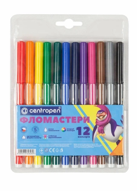Фломастери 12кол CENTROPEN - Фото 1 Фломастери 12кол CENTROPEN - изображение 1