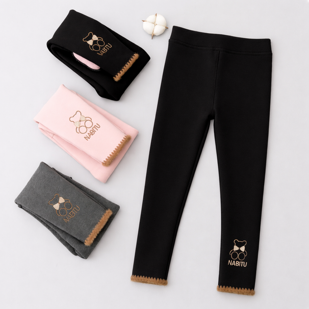 Детские теплые лосины для девочки на флисе, 120 см Черного цвета(NABITU kids leggings) - Фото 2 Детские теплые лосины для девочки на флисе, 120 см Черного цвета(NABITU kids leggings) - изображение 2