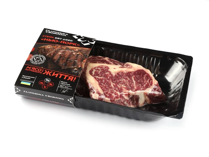 Стейк Галицька Свіжина Нью-Йорк Dry-Aged, 250 г - Фото 2 Стейк Галицька Свіжина Нью-Йорк Dry-Aged, 250 г - изображение 2