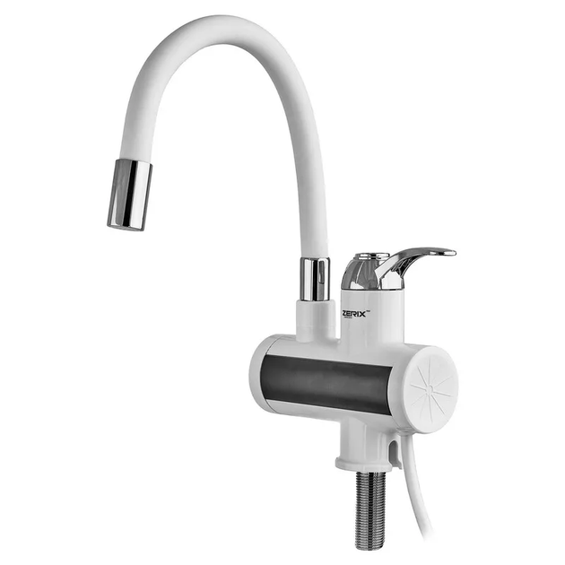 Проточный водонагреватель Zerix ELW21-EF-WHITE 3,3 kW с индикатором температуры, силиконовый излив (ZX5858) - изображение 2