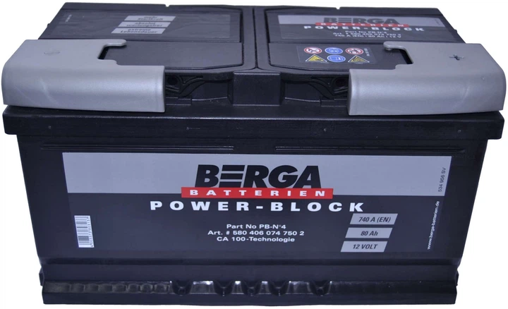 Автомобильный аккумулятор BERGA Power Block 80АН Ев (-/+) (740EN ...