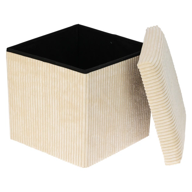 Pufa Storage solutions Tobo ze schowkiem sztruksowa 38 x 38 x 38 cm Beżowa (5902973458688) - obraz 2
