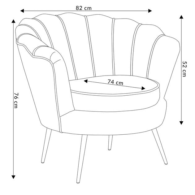 Крісло HOMLA SHELLY оксамит 82 x 74 x 76 см Сірий (5902869968741) - зображення 5