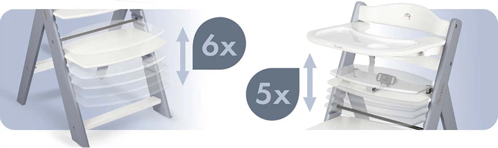 Krzesełko do karmienia Nukido Nelo drewniane Biało-szare (5903890630638) - obraz 3