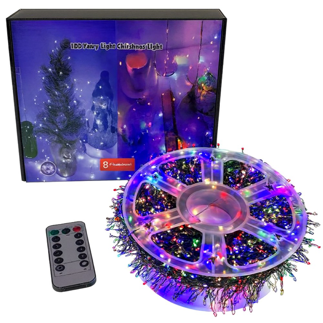 Гирлянда роса 100м 2500LED с пультом USB теплый белый RGB для новогодней елки - изображение 8