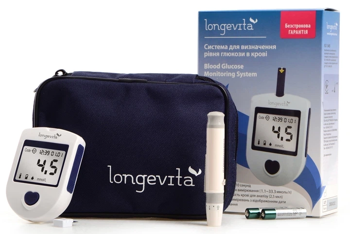 Глюкометр Longevita Система для измерения глюкозы в крови + Тест-полоски 100 шт. - Фото 6 Глюкометр Longevita Система для измерения глюкозы в крови + Тест-полоски 100 шт. - изображение 6