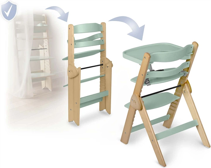 Krzesełko do karmienia Nukido Timo drewniane Zielone (5903890630614) - obraz 4