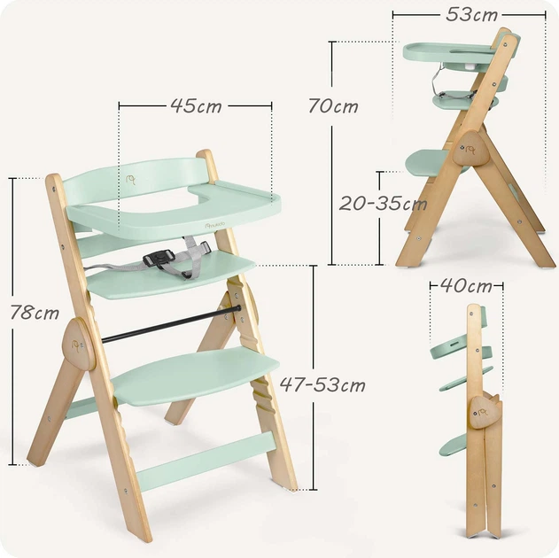 Krzesełko do karmienia Nukido Timo drewniane Zielone (5903890630614) - obraz 5