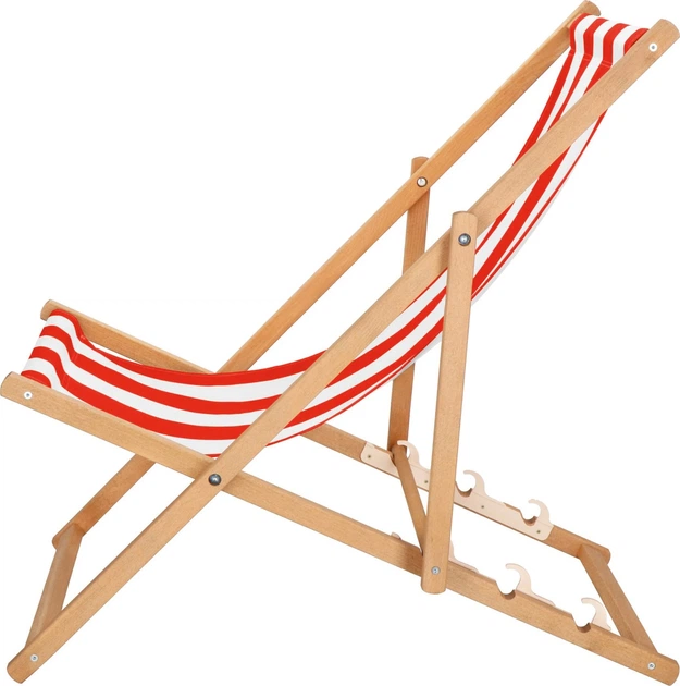 Дерев'яний шезлонг Springos для саду 3-ступінчасте регулювання Біло-червоний (DC0006WRS) - зображення 4