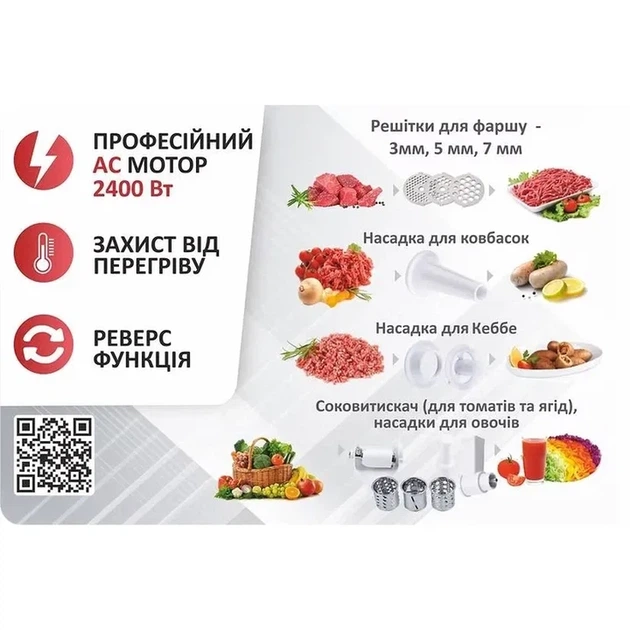 М`ясорубка PRIME Technics PG 2483 W - изображение 5