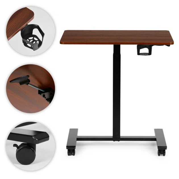 Mobilne biurko komputerowe ModernHome by Multistore regulowane 70 x 48 Czarno-brązowe (JNI-PN01-1-5) - obraz 6
