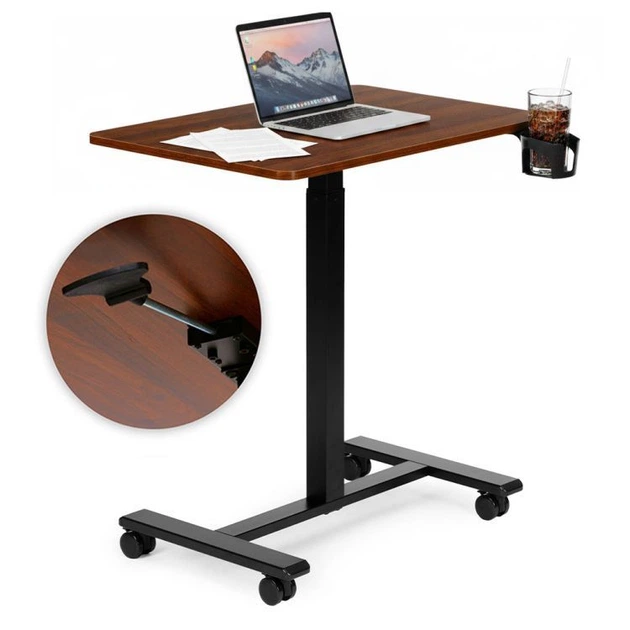 Mobilne biurko komputerowe ModernHome by Multistore regulowane 70 x 48 Czarno-brązowe (JNI-PN01-1-5) - obraz 9