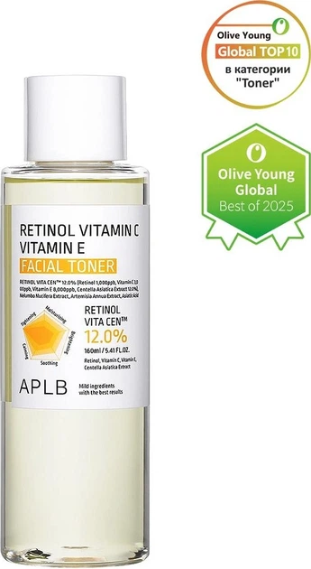 Тонік для обличчя APLB Retinol Vitamin C Vitamin E зволожувальний 160 мл (8809874683225) - зображення 3
