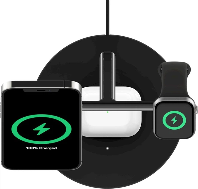 Ładowarka bezprzewodowa Belkin BoostCharge Pro 3-in-1 Wireless Charger MagSafe 15 W Black (WIZ032kqBK) - obraz 5