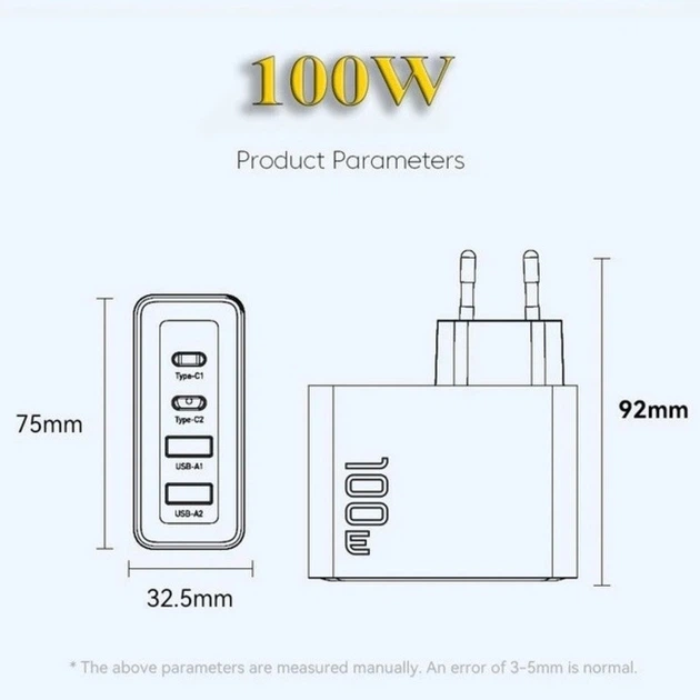 Сетевое зарядное устройство Essager 100W GaN 4 Travel Charger 2 Type-C + 2 Type-A White (ES-CD37) - Фото 4 Сетевое зарядное устройство Essager 100W GaN 4 Travel Charger 2 Type-C + 2 Type-A White (ES-CD37) - изображение 4