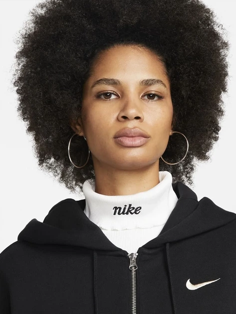 Толстовка на молнии с капюшоном на флисе женская Nike Sportswear Phoenix Oversized Fleece DQ5758-010 S Black/Sail (0196149282947) - изображение 13