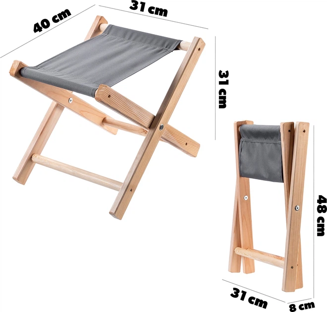 Табурет складний Kadax Nouro 40x31x31 см Сірий K8821 (5903699481707) - зображення 6