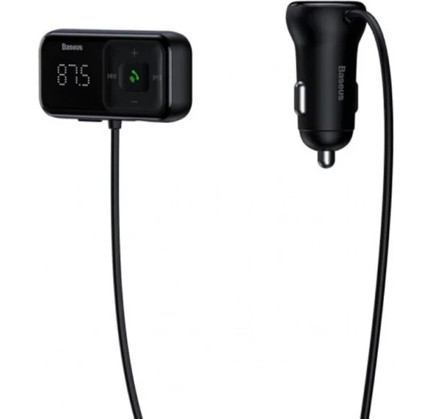 FM-модулятор Baseus T-Shaped S-16 (Bluetooth 5.0 / 2xUSB / AUX / MicroSD) Black - изображение 2