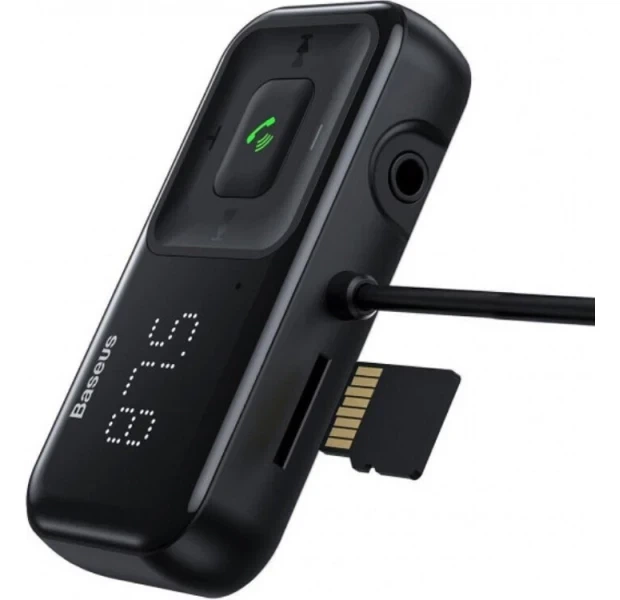FM-модулятор Baseus T-Shaped S-16 (Bluetooth 5.0 / 2xUSB / AUX / MicroSD) Black - изображение 3