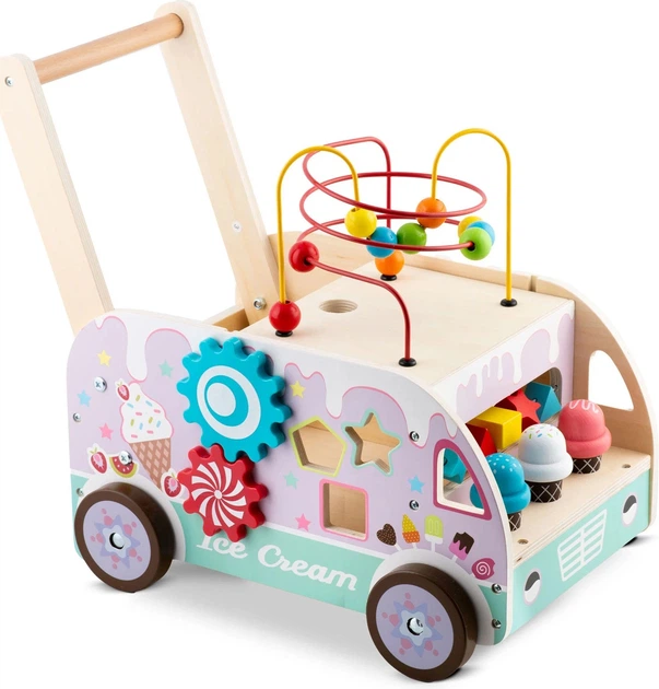 Ходунки каталка Ricokids RK-873 дерев’яні будка з морозивом (5903890623272) - зображення 2