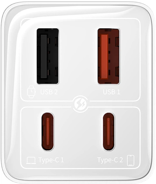 Ładowarka sieciowa Baseus GaN6 Pro 2 x USB-C + 2 x USB-A 65 W White (6932172644437) - obraz 6