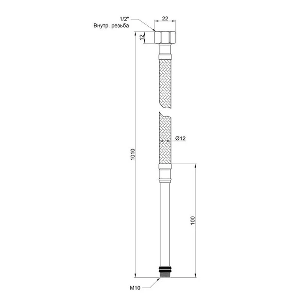 Гнучка підводка для води Thermo Alliance Standart М10 100 см (пара) SD396W100L - зображення 2