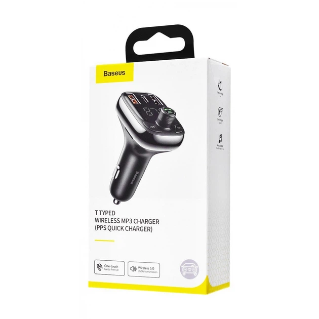 FM‑трансмиттер Baseus FM Launcher S‑13 36W, Bluetooth 5.0, Type‑C + 2 USB (PD + QC3.0), черный - изображение 3