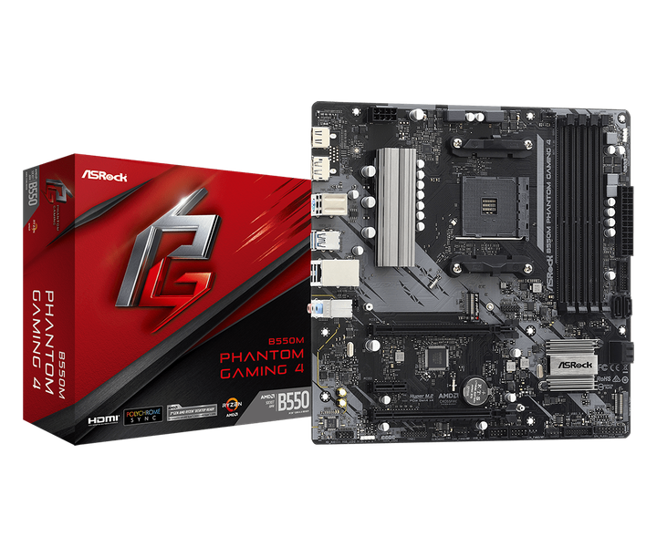 Материнська плата ASRock B550M Phantom Gaming 4 Socket AM4 (B550M PHANTOM GAMING 4) - изображение 4