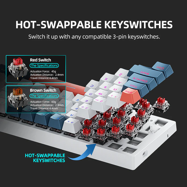 Игровая механическая проводная клавиатура Machenike K500-B61 / Red Switch / Hot Swapping - изображение 5