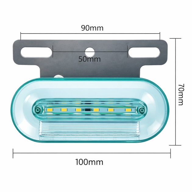 Світлодіодний габаритний LED ліхтар 12 діодів 100×70 мм (12V/24V) білого світіння для причепів і вантажівок - Фото 3 Світлодіодний габаритний LED ліхтар 12 діодів 100×70 мм (12V/24V) білого світіння для причепів і вантажівок - зображення 3