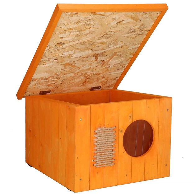 Buda dla psa kota Springos drewniana 58 x 49.5 cm z płaskim dachem (5907719495125) - obraz 3