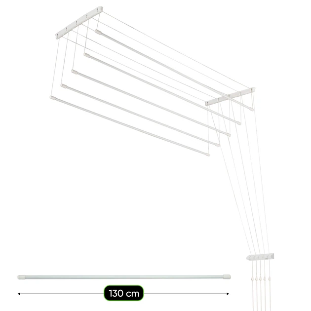 Сушарка для білизни Kadax на стелю 5 прутів 130 см Білий K5050 (5903699441763) - зображення 3