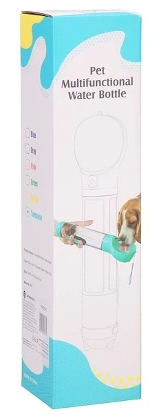 Butelka wielofunkcyjna Springos z poidełkiem 500 ml pojemnik na karmę worki dla psa kota Turkusowa (5907719480770) - obraz 6