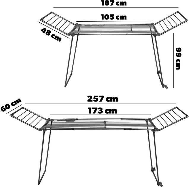 Сушарка для білизни Kadax складана регульована 257 см Чорна K12199 (5906638319406) - зображення 8