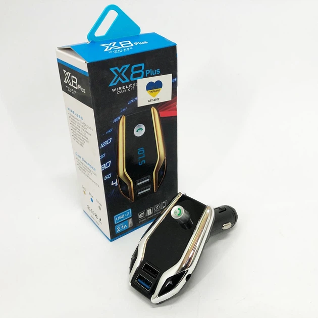 Автомобільний FM модулятор Bluetooth FM X8 plus, FM модулятор з флешкою від прикурювача - изображение 6