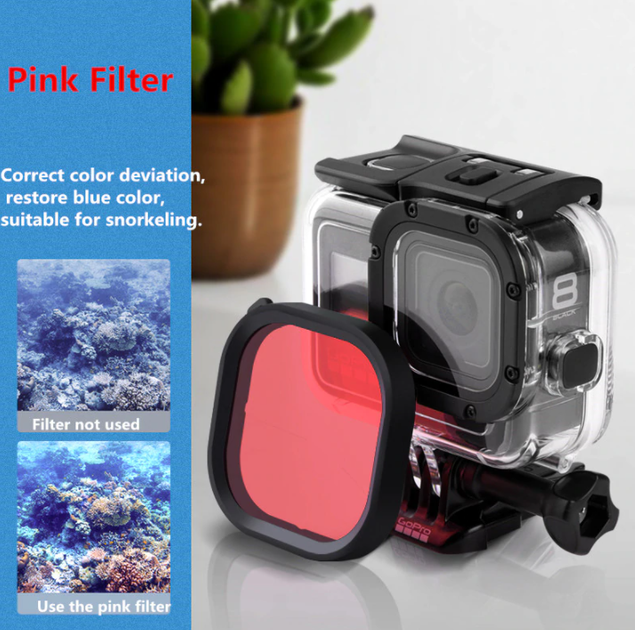 Захисний корпус чохол аквабокс для екшн камери GoPro Hero 8 Black водонепроникний з трьома фільтрами DE21DF - зображення 7