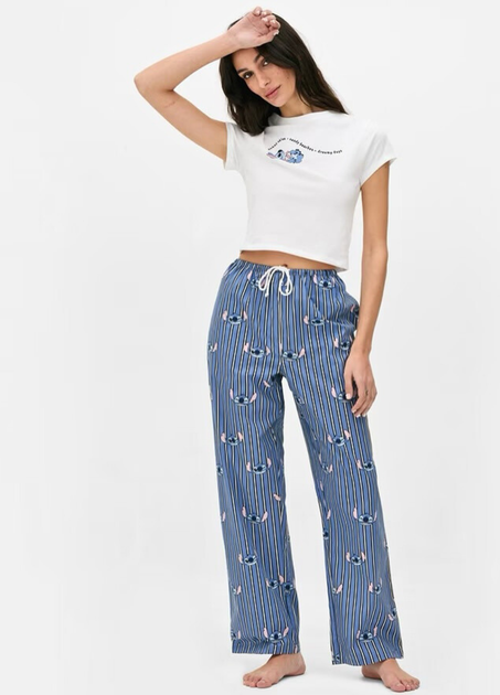Женские пижамные штаны Primark Wide Leg Pajama Bottoms L для дома и сна Синий (8642) - изображение 3
