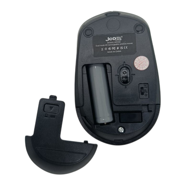 Бездротова акумуляторна безшумна миша JEDEL WD156 4D Dual mode 2.4Ghz+BT 800-1200-1600 DPI 400mAh Ергономічна Grey-Black - зображення 6