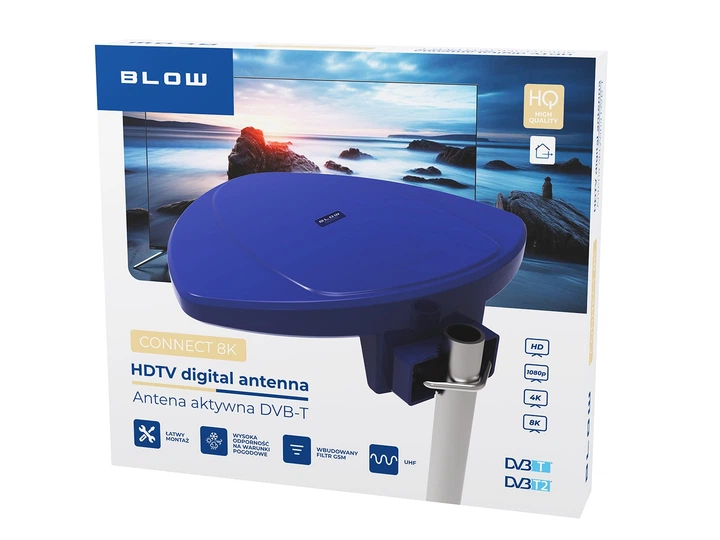 ТВ-антена Prolech 21-055 DVB-T Connect 8K активна зовнішня Синя (5900804146827) - зображення 10