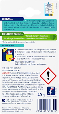 Поглотитель и устранение запаха для холодильника с лимоном Dr. Beckmann Kühlschrank-Frische Limonen-Extrakt, 40 г - изображение 5