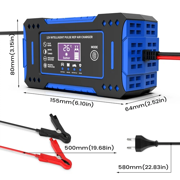 Автоматическое импульсное зарядное устройство для аккумулятора EAFC 12V 6A Blue - изображение 6