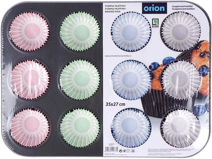 Форма для кексів Orion металева з паперовими формочками 72 шт (8592381117771) - зображення 4