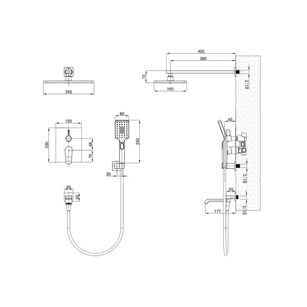 Душова система MIXXUS PREMIUM DALI 009 INNER GRAPHITE (вбудована) (Колір графіт) (MI6761) - Фото 2 Душова система MIXXUS PREMIUM DALI 009 INNER GRAPHITE (вбудована) (Колір графіт) (MI6761) - изображение 2