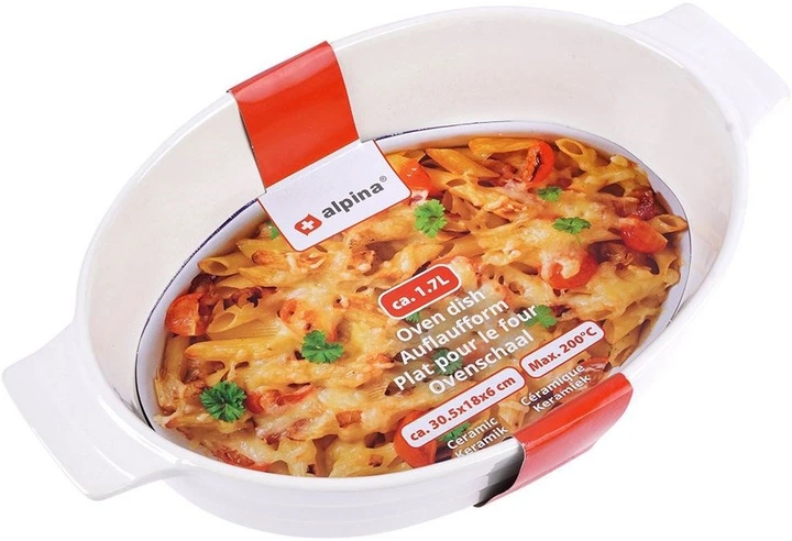 Форма Alpina термостійка керамічна біла 31.5 x 19.5 x 6 см 1.4 л (8711252086798) - зображення 3